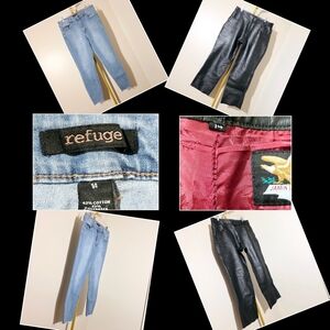 Jamin Leather Black Cowhide Pants + Refuge Blue Skinny Jeans - sz 14 (XL)